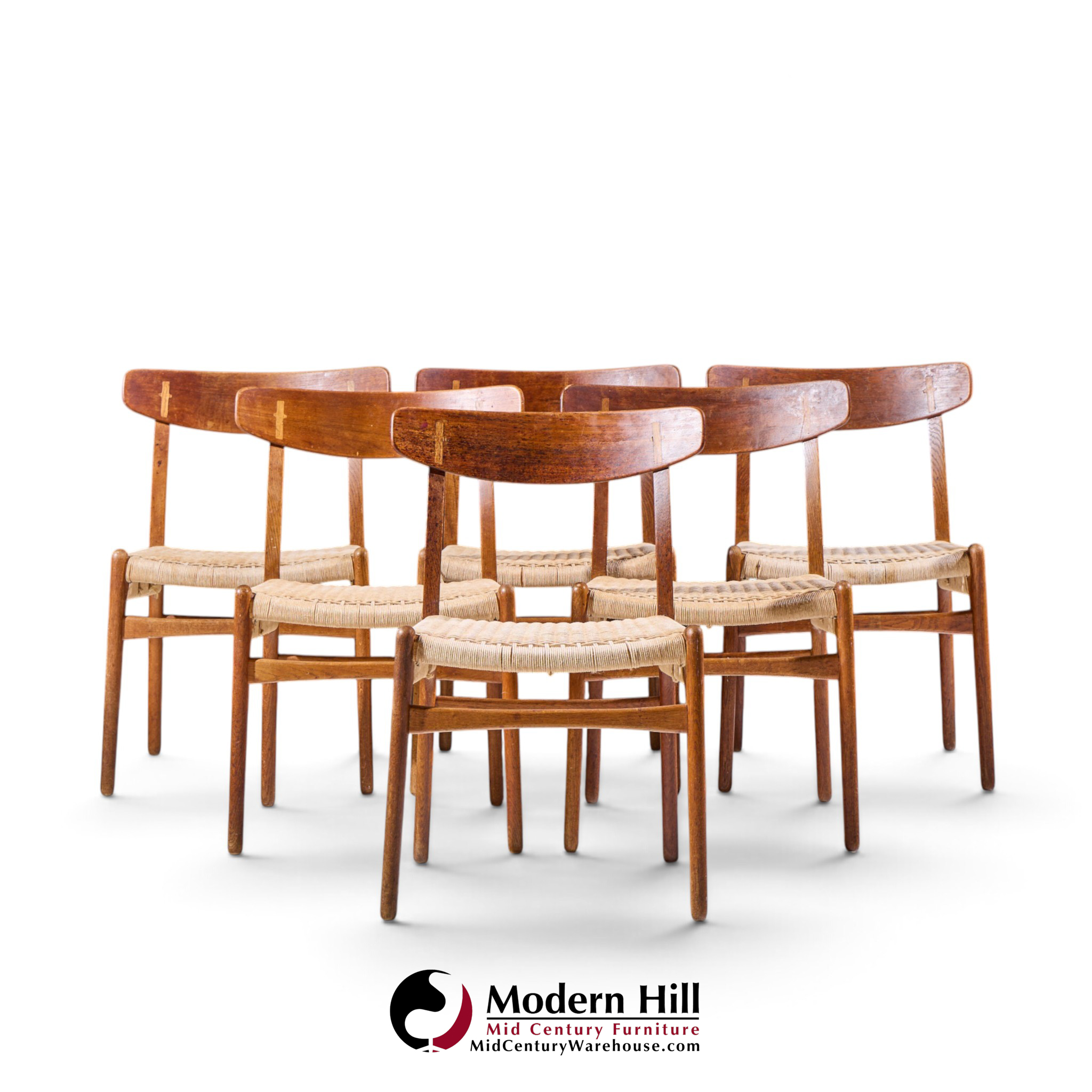 hans wegner for carl hansen & son ch23 mid century danish teak, oak dining chairs - set of 6