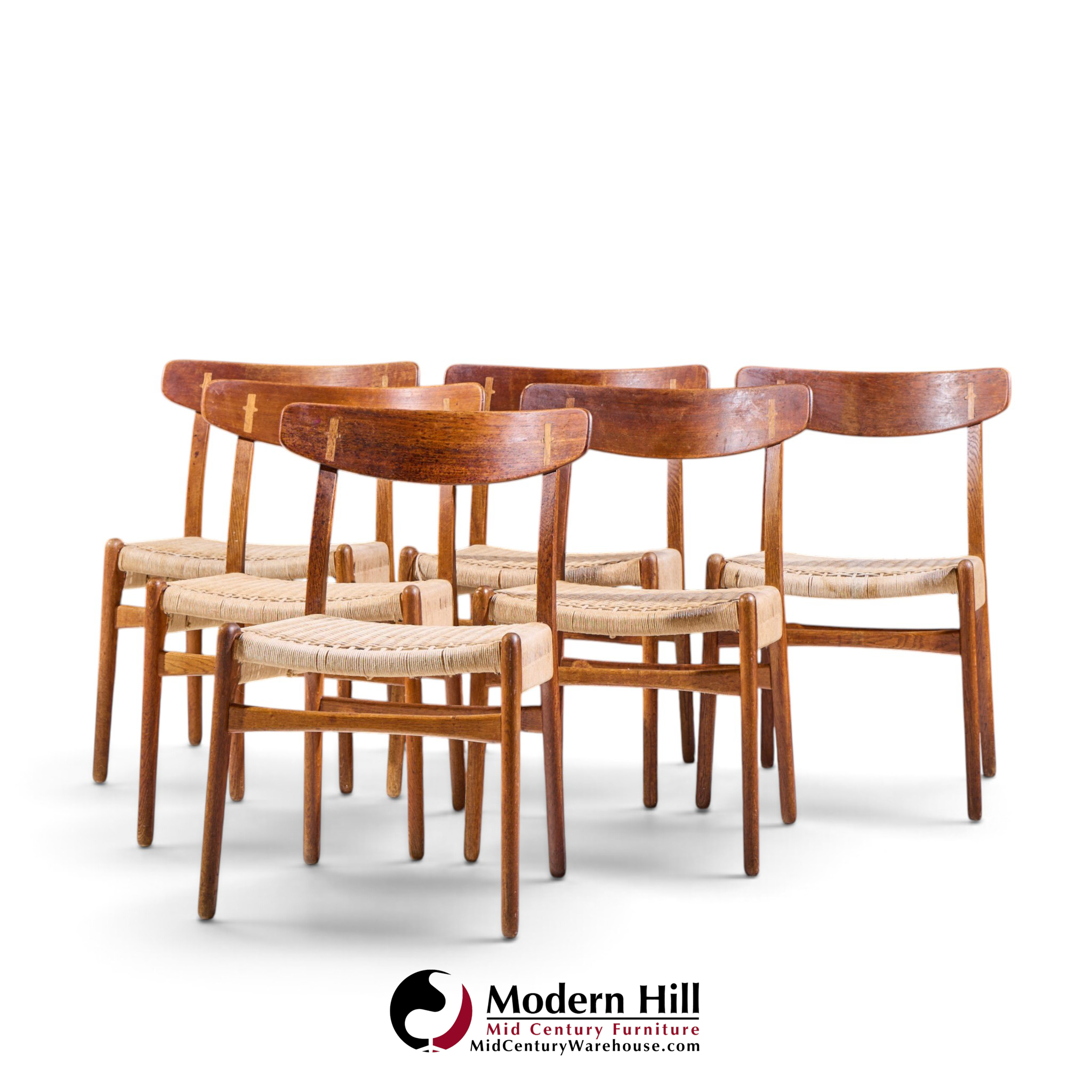 hans wegner for carl hansen & son ch23 mid century danish teak, oak dining chairs - set of 6