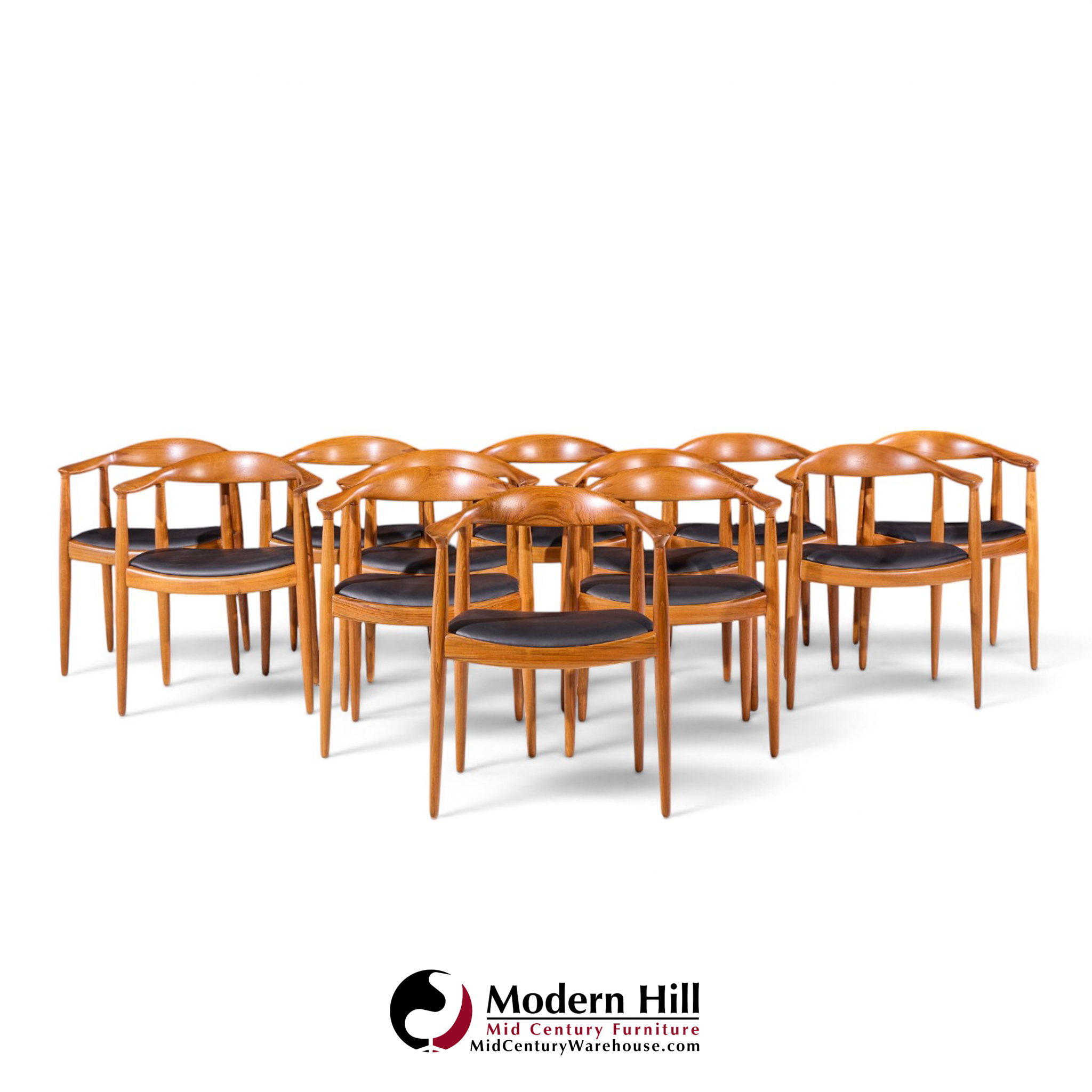 hans wegner for johannes hansen mid century danish teak the chair - set of 12