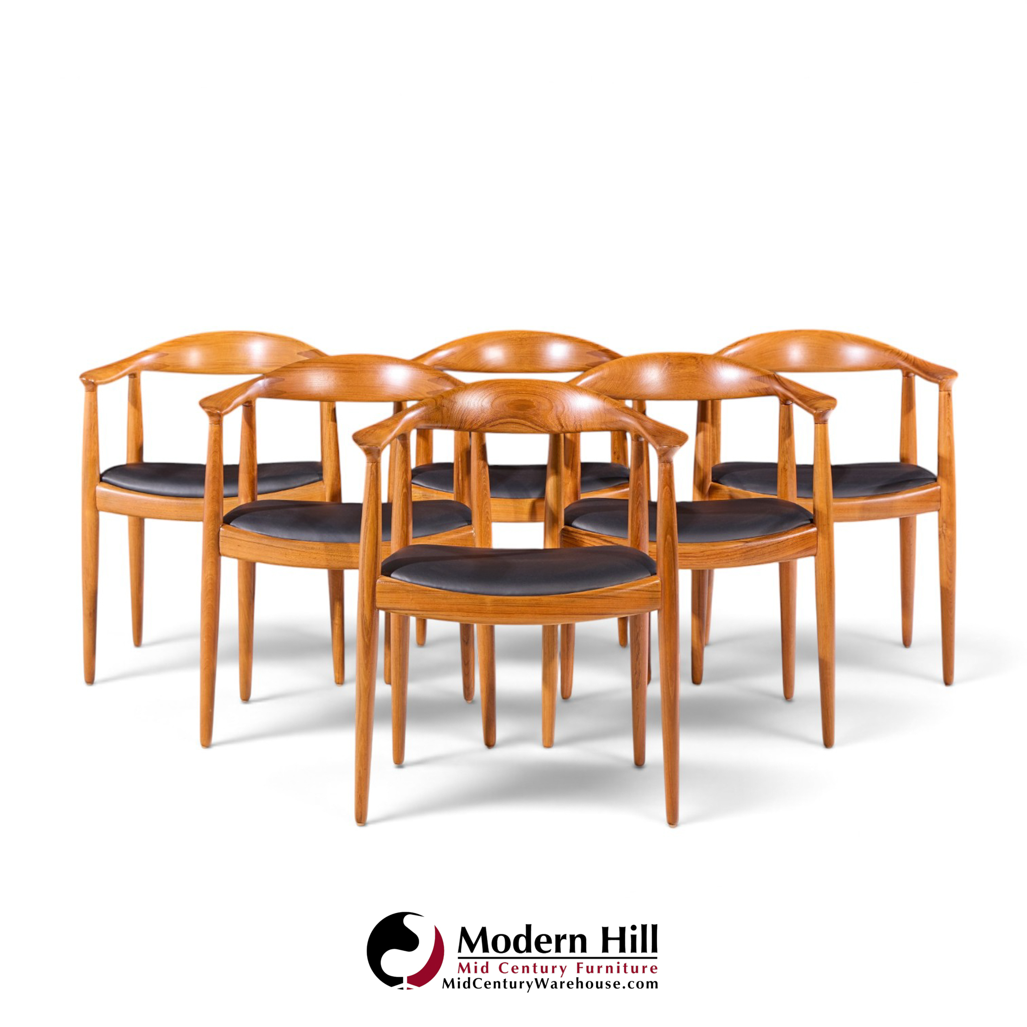 hans wegner for johannes hansen mid century danish teak the chair - set of 6