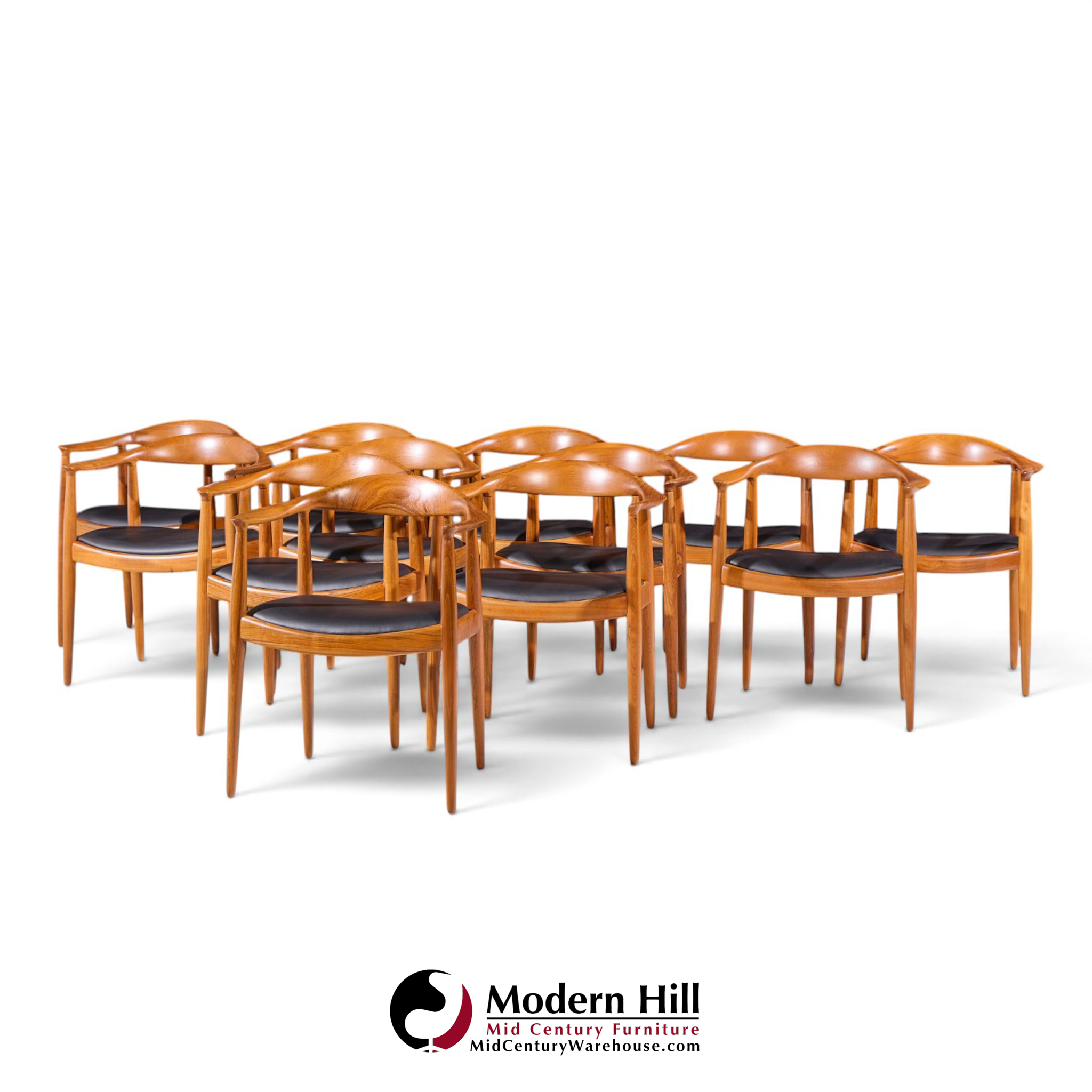 hans wegner for johannes hansen mid century danish teak the chair - set of 12