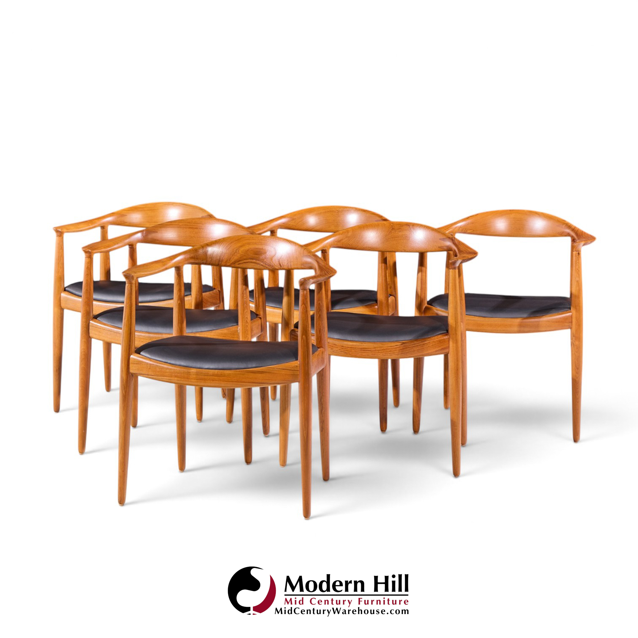 hans wegner for johannes hansen mid century danish teak the chair - set of 6