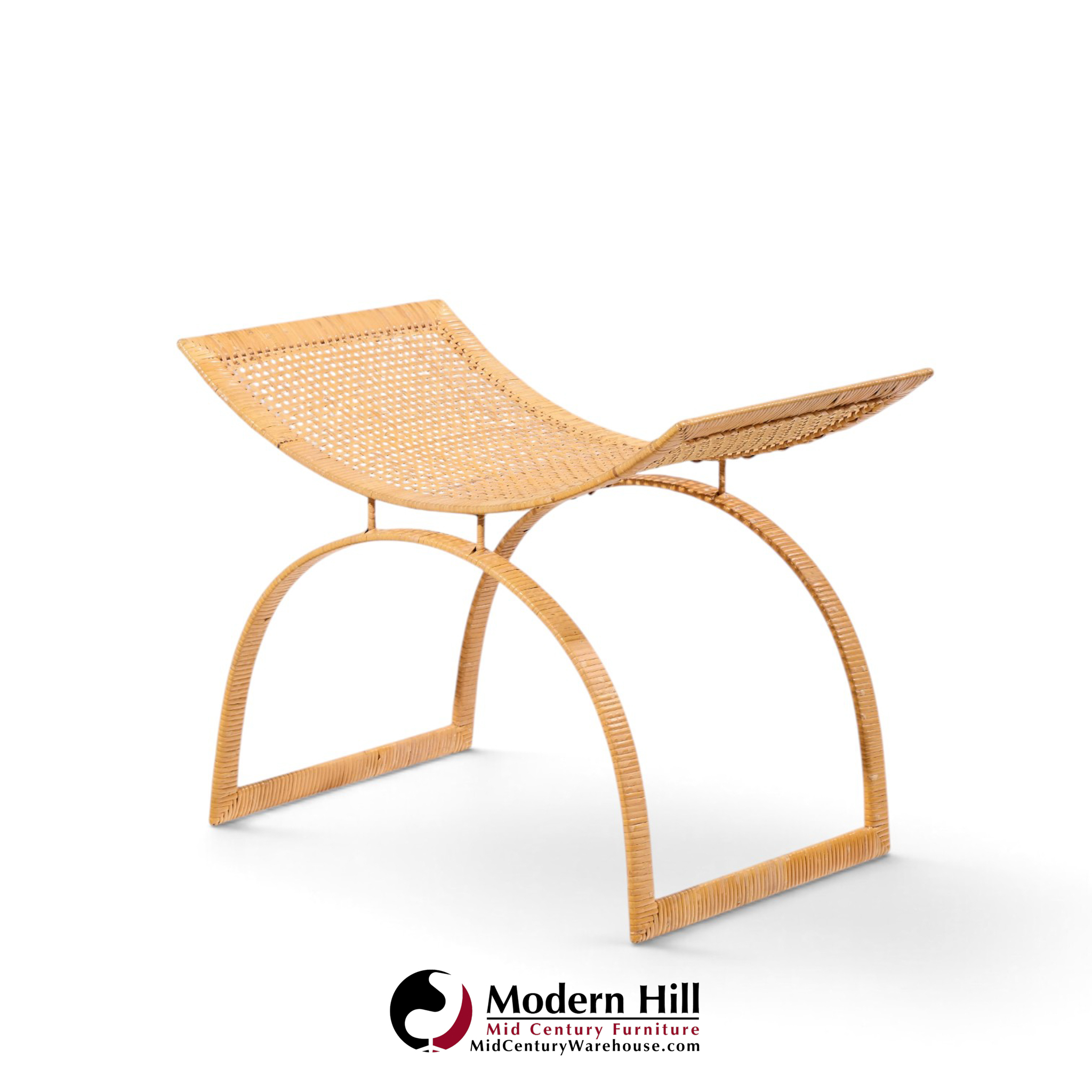 harvey probber artisan collection mid century rattan over steel stools - pair