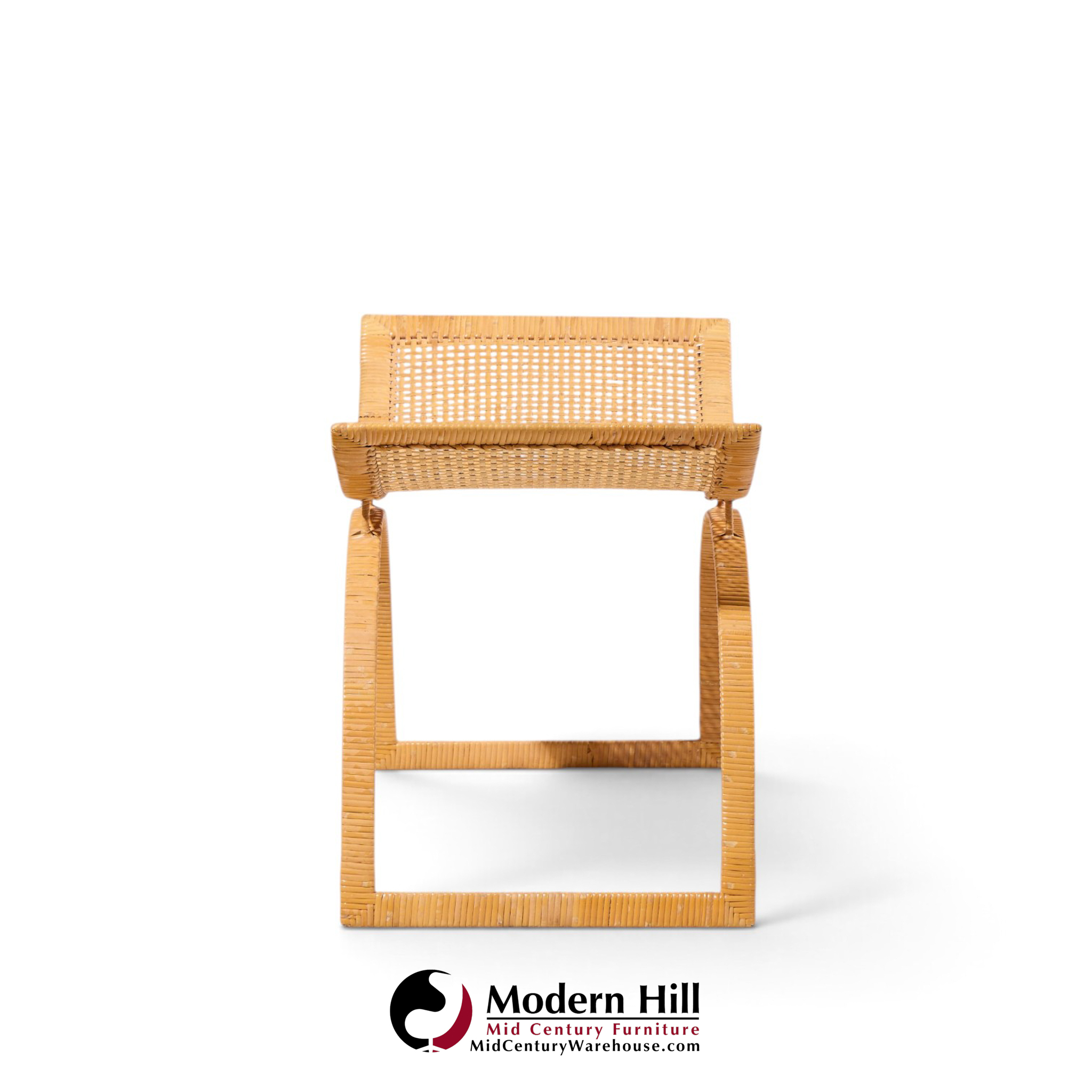 harvey probber artisan collection mid century rattan over steel stools - pair