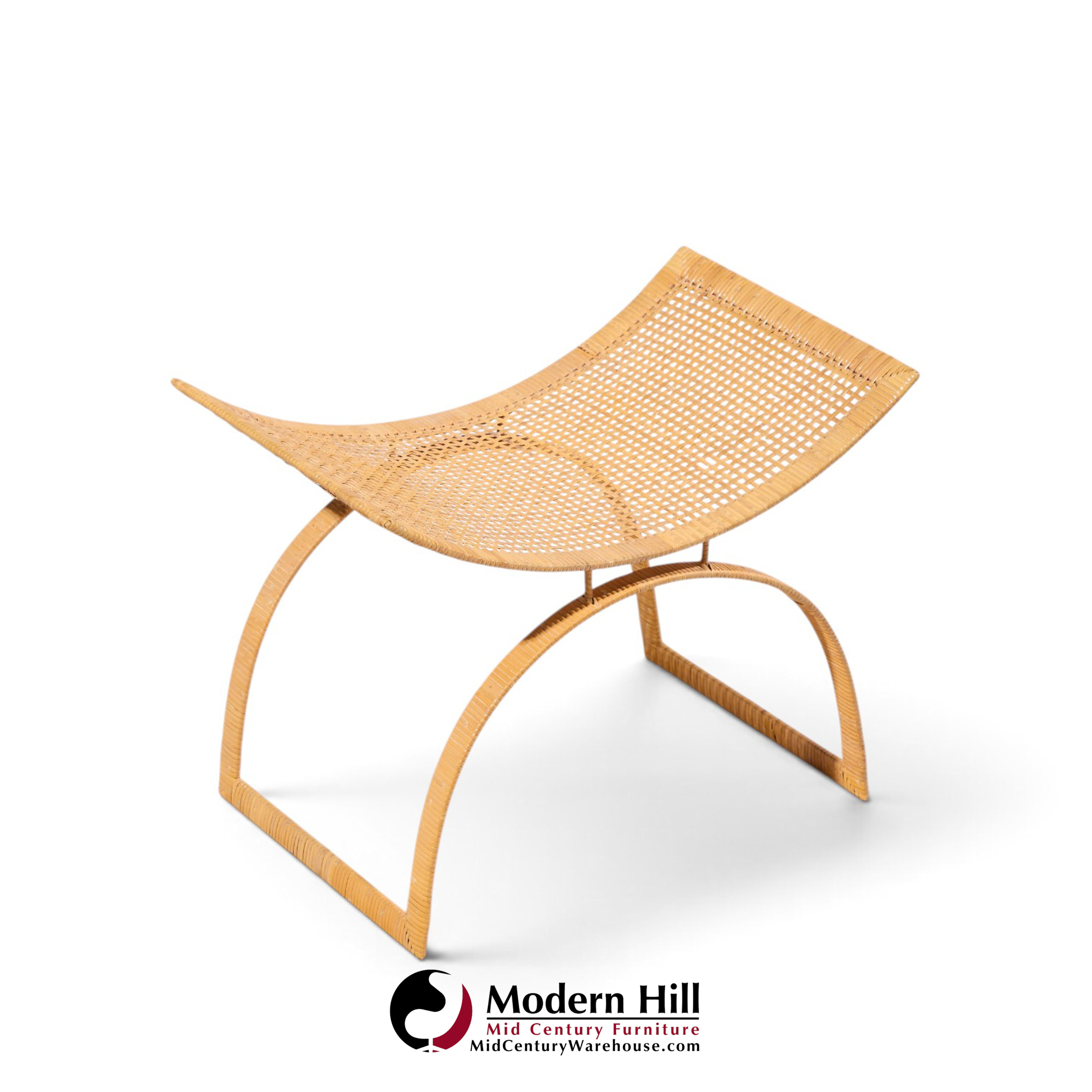 harvey probber artisan collection mid century rattan over steel stools - pair