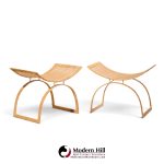 harvey probber artisan collection mid century rattan over steel stools - pair