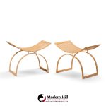 harvey probber artisan collection mid century rattan over steel stools - pair