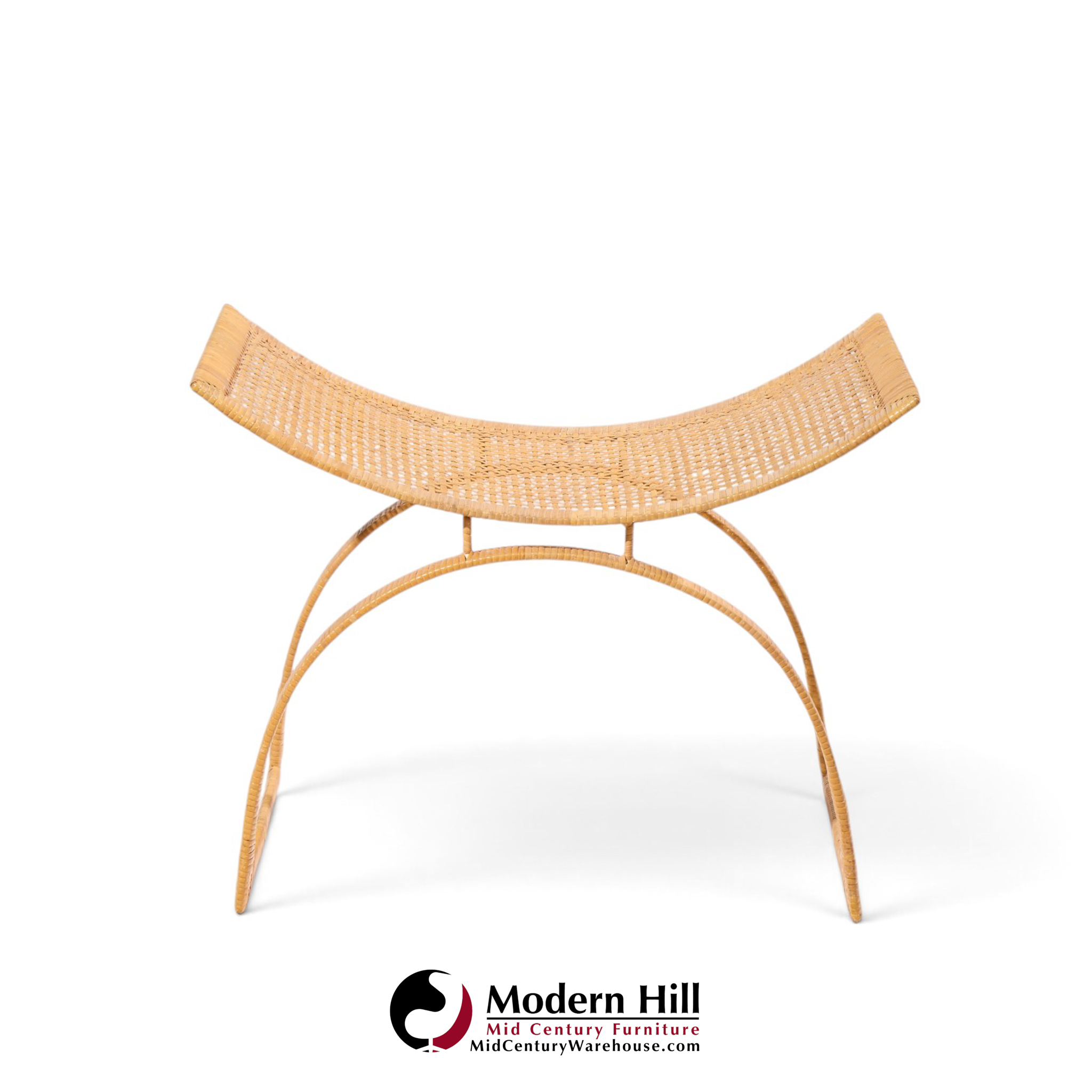 harvey probber artisan collection mid century rattan over steel stools - pair