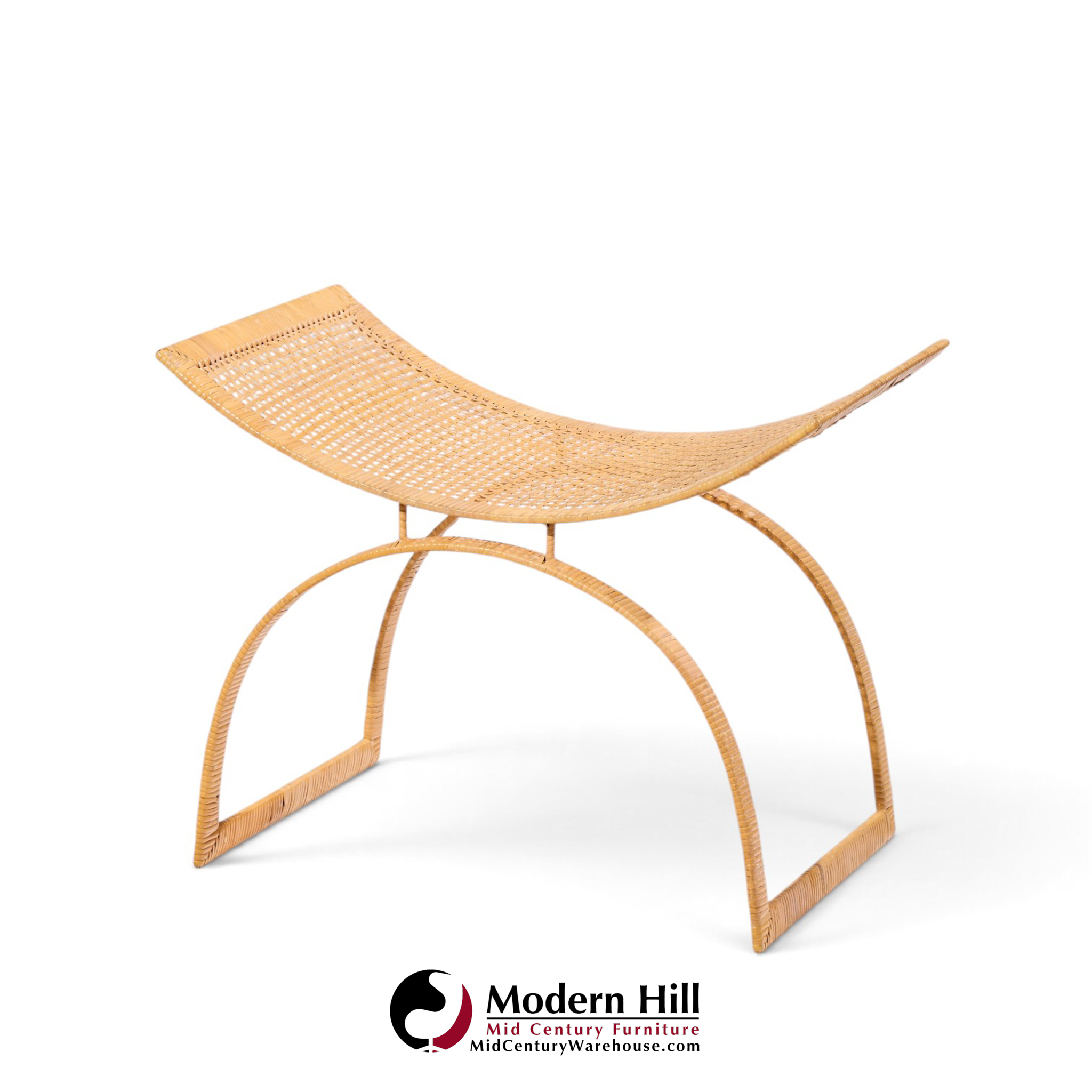 harvey probber artisan collection mid century rattan over steel stools - pair