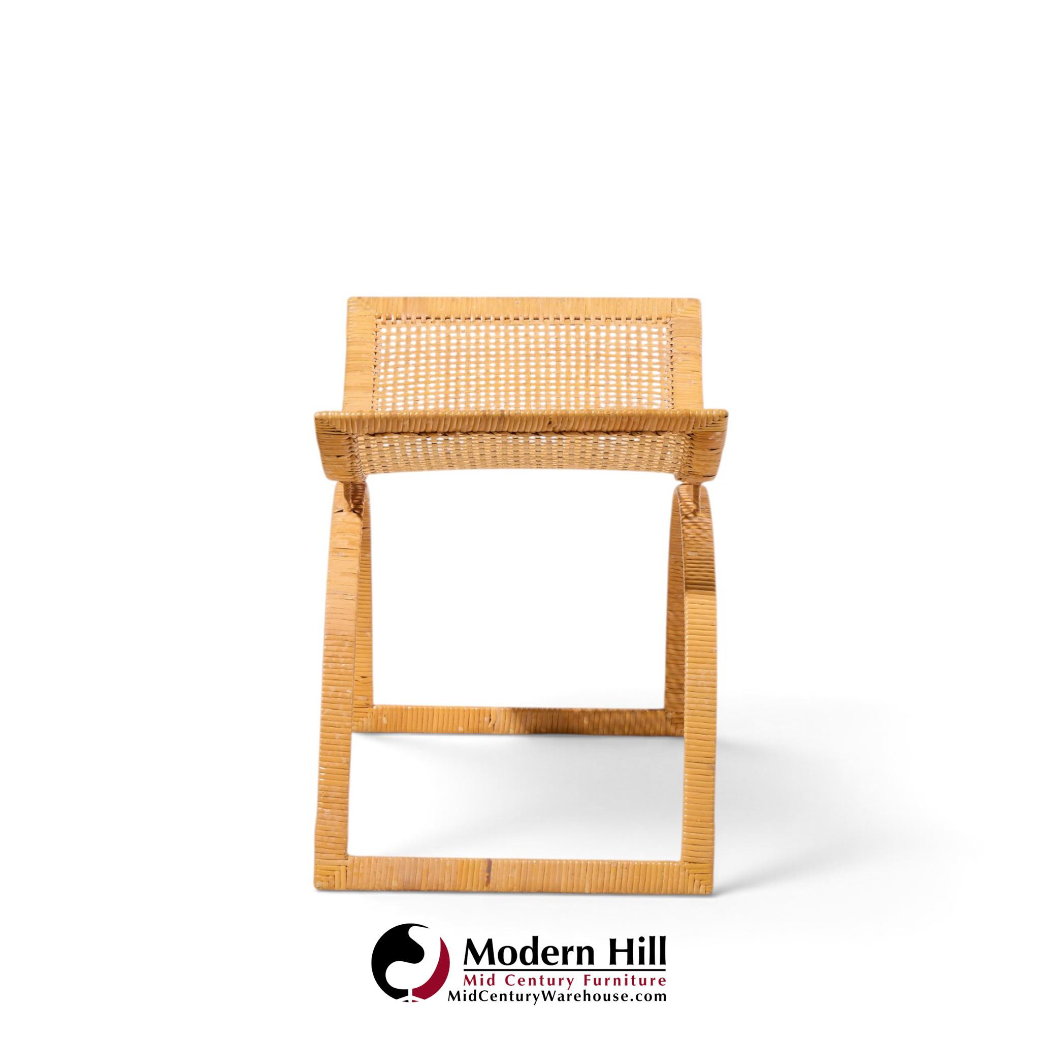 harvey probber artisan collection mid century rattan over steel stools - pair