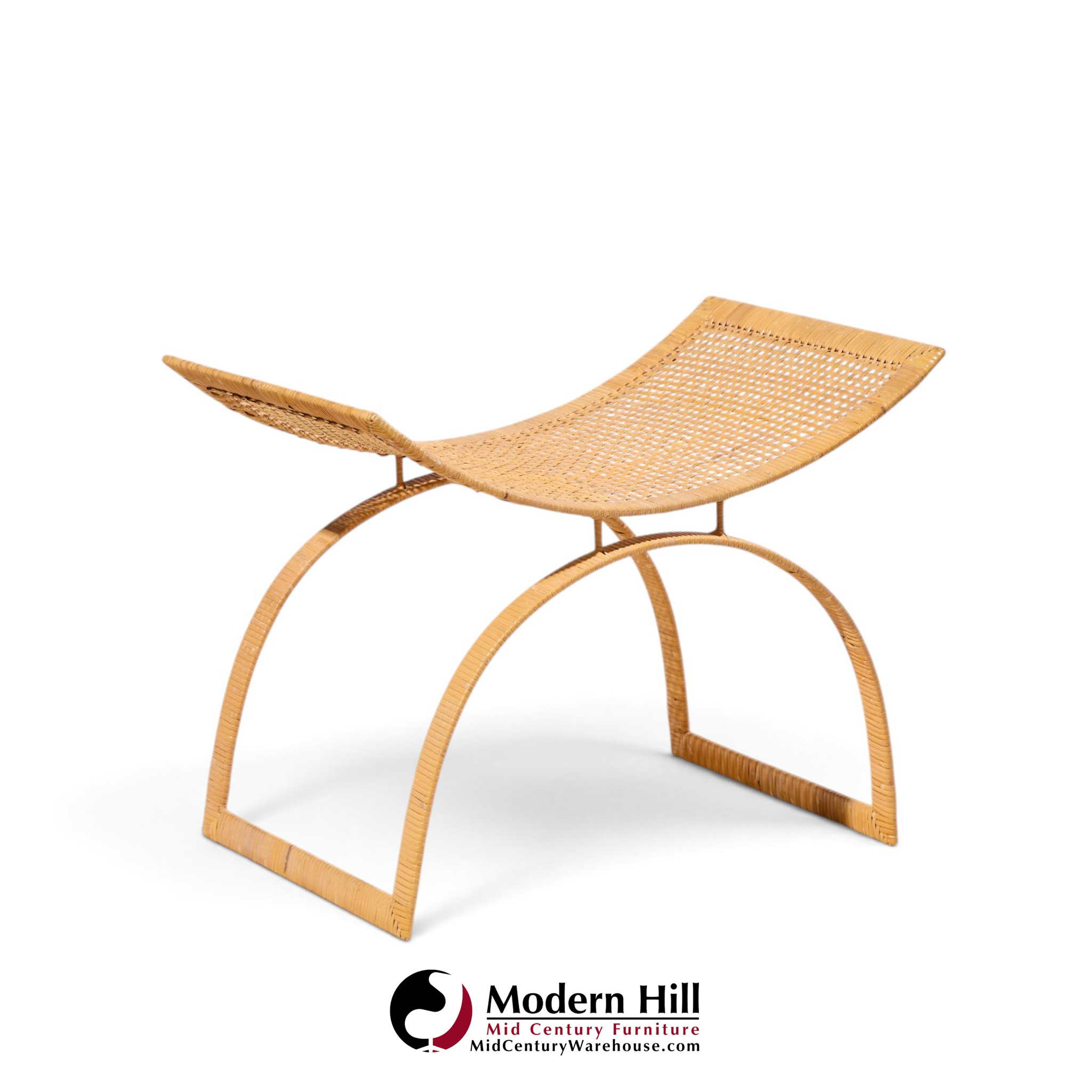 harvey probber artisan collection mid century rattan over steel stools - pair
