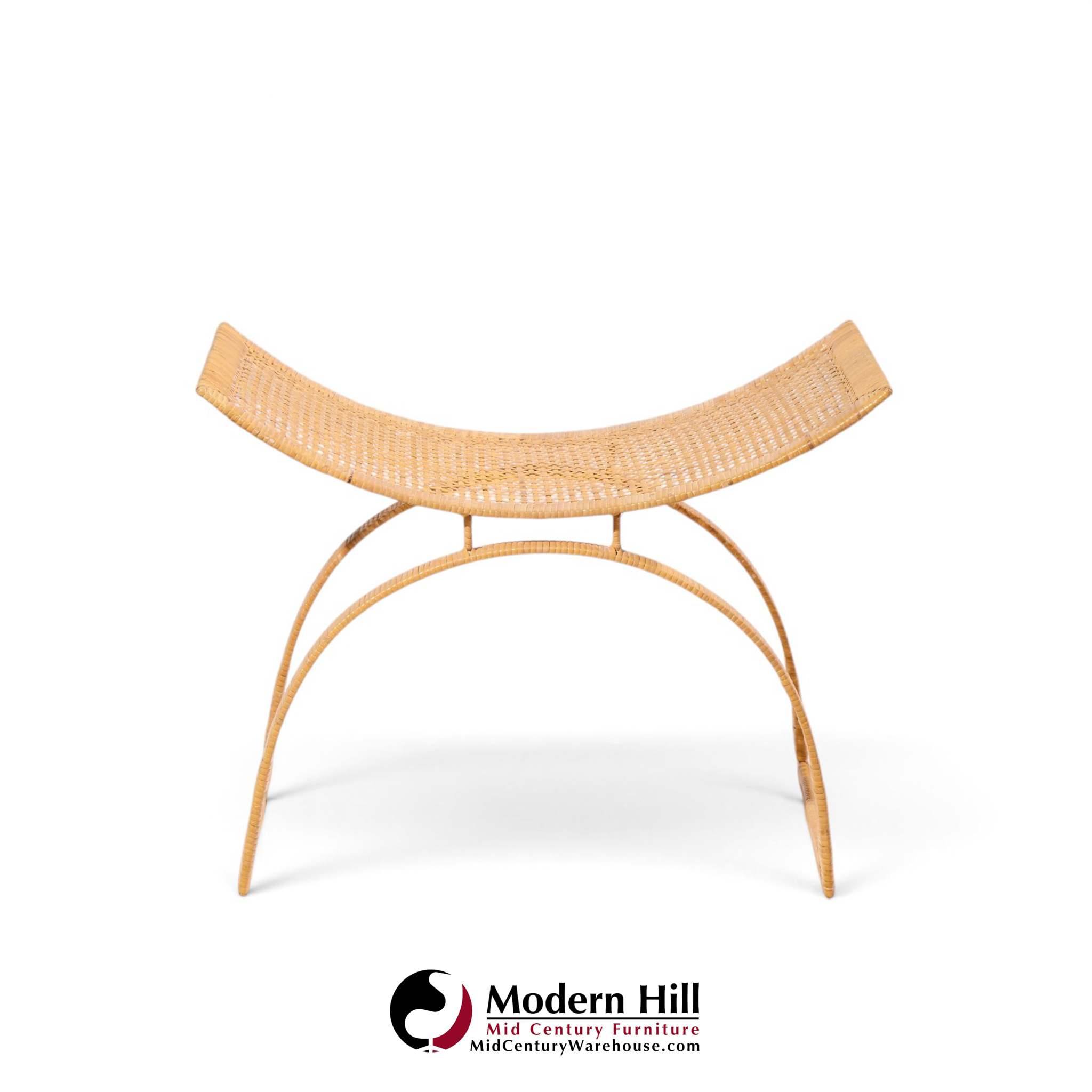 harvey probber artisan collection mid century rattan over steel stools - pair