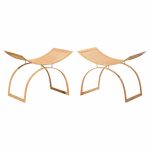 harvey probber artisan collection mid century rattan over steel stools - pair