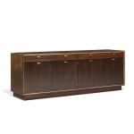 harvey probber mid century brass and mahogany credenza