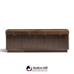 harvey probber mid century brass and mahogany credenza