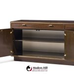 harvey probber mid century brass and mahogany credenza