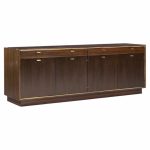 harvey probber mid century mahogany and brass credenza