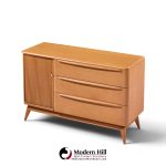 heywood wakefield mid century champagne tambour door sideboard credenza with hutch