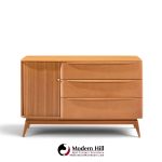 heywood wakefield mid century champagne tambour door sideboard credenza with hutch
