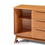 heywood wakefield mid century champagne tambour door sideboard credenza with hutch