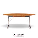 imperial mid century oval walnut and chrome desk