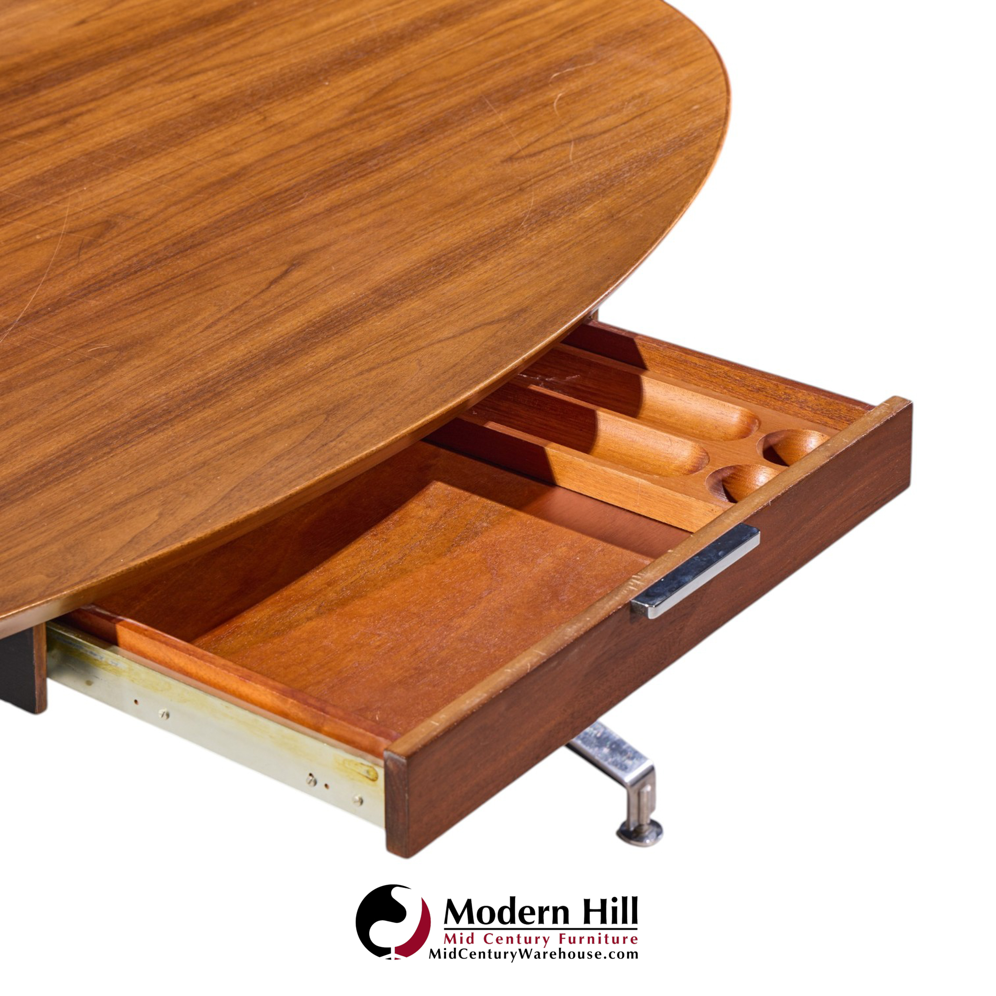 imperial mid century oval walnut and chrome desk