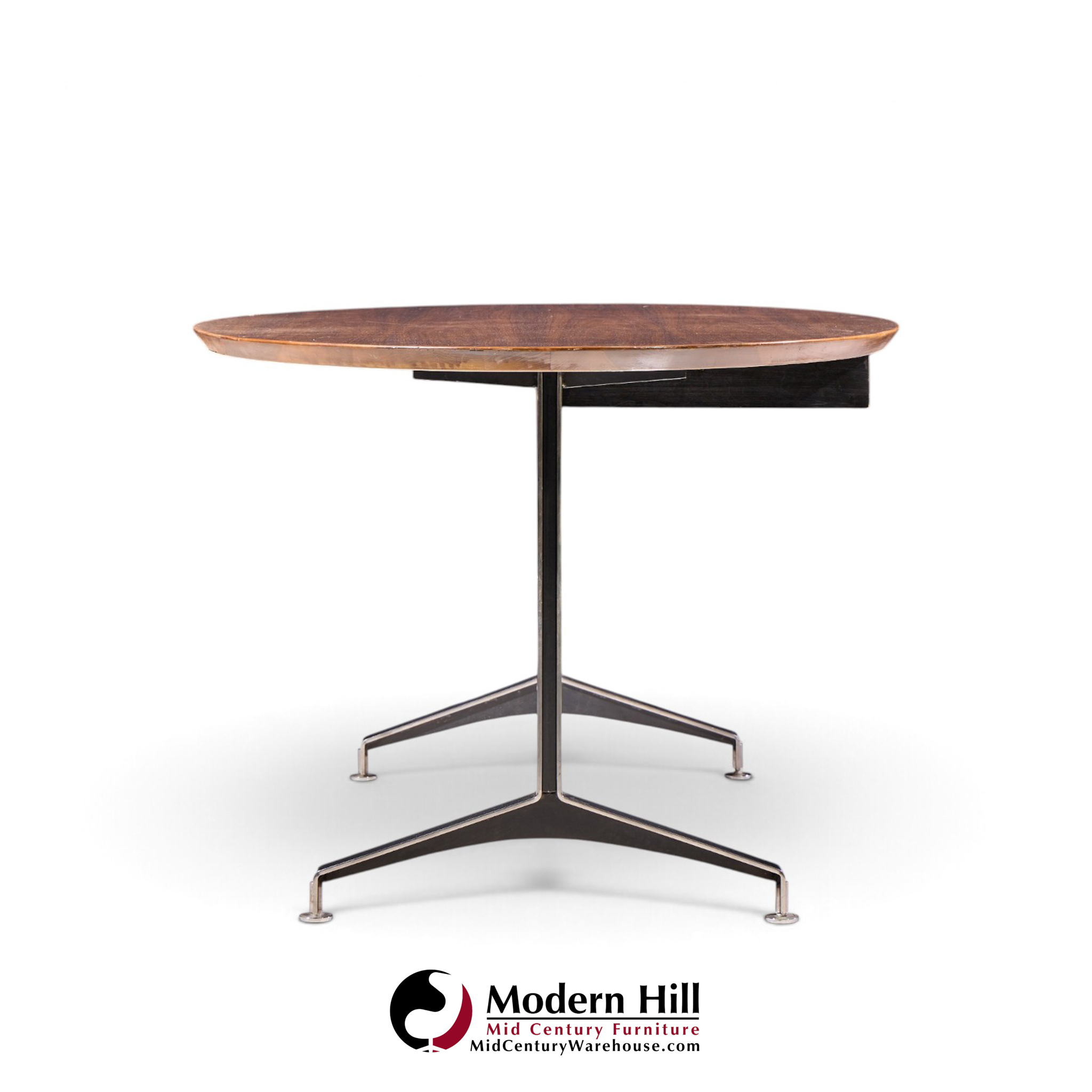 imperial mid century oval walnut and chrome desk