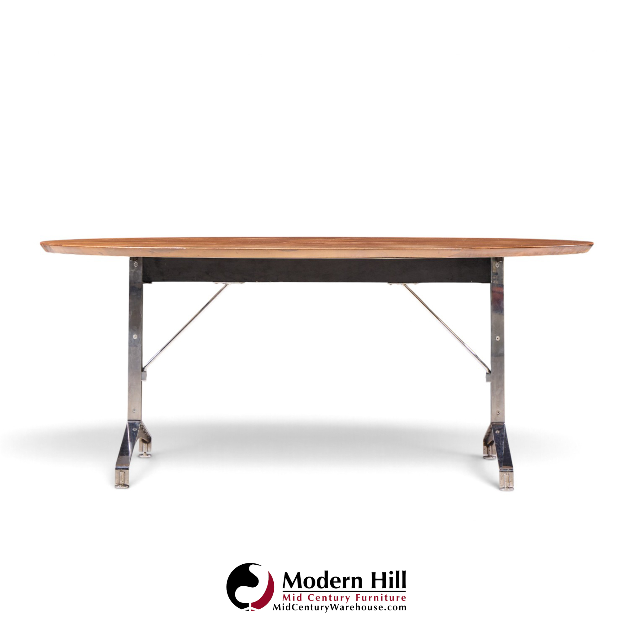 imperial mid century oval walnut and chrome desk