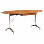 imperial mid century oval walnut and chrome desk