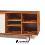 jens risom mid century walnut tambour door credenza