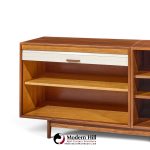 jens risom mid century walnut tambour door credenza
