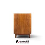 jens risom mid century walnut tambour door credenza