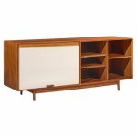 jens risom mid century walnut tambour door credenza