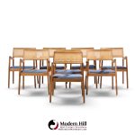 jens risom model c-140 mid century playboy walnut and cane dining chairs - set of 8
