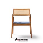 jens risom model c-140 mid century playboy walnut and cane dining chairs - set of 8