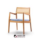 jens risom model c-140 mid century playboy walnut and cane dining chairs - set of 8