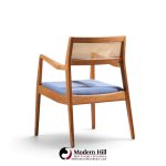 jens risom model c-140 mid century playboy walnut and cane dining chairs - set of 8