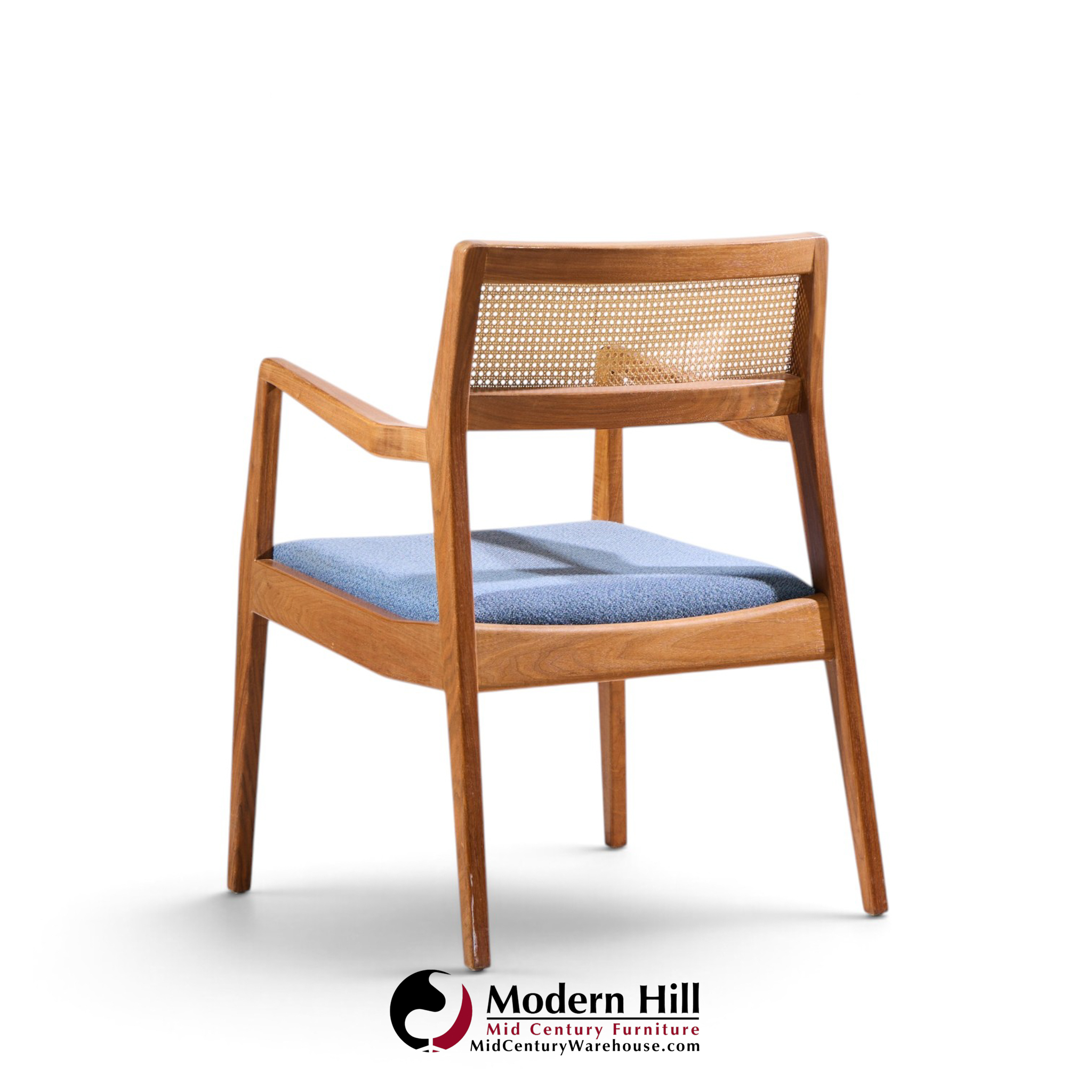 jens risom model c-140 mid century playboy walnut and cane dining chairs - set of 8