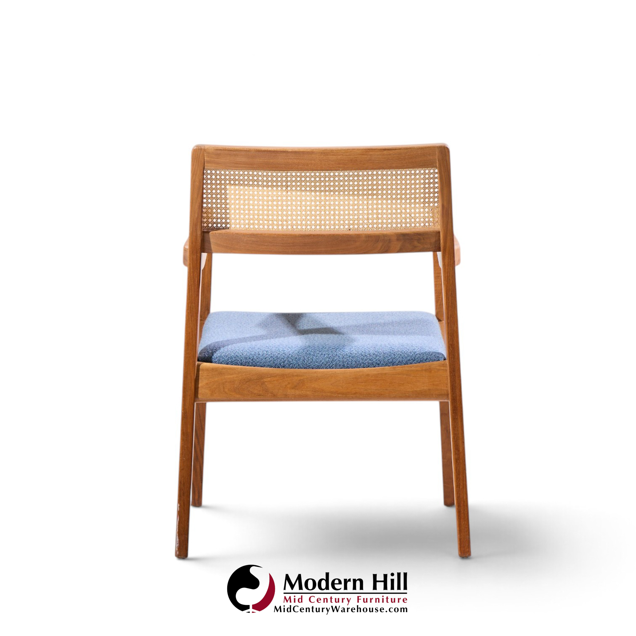 jens risom model c-140 mid century playboy walnut and cane dining chairs - set of 8