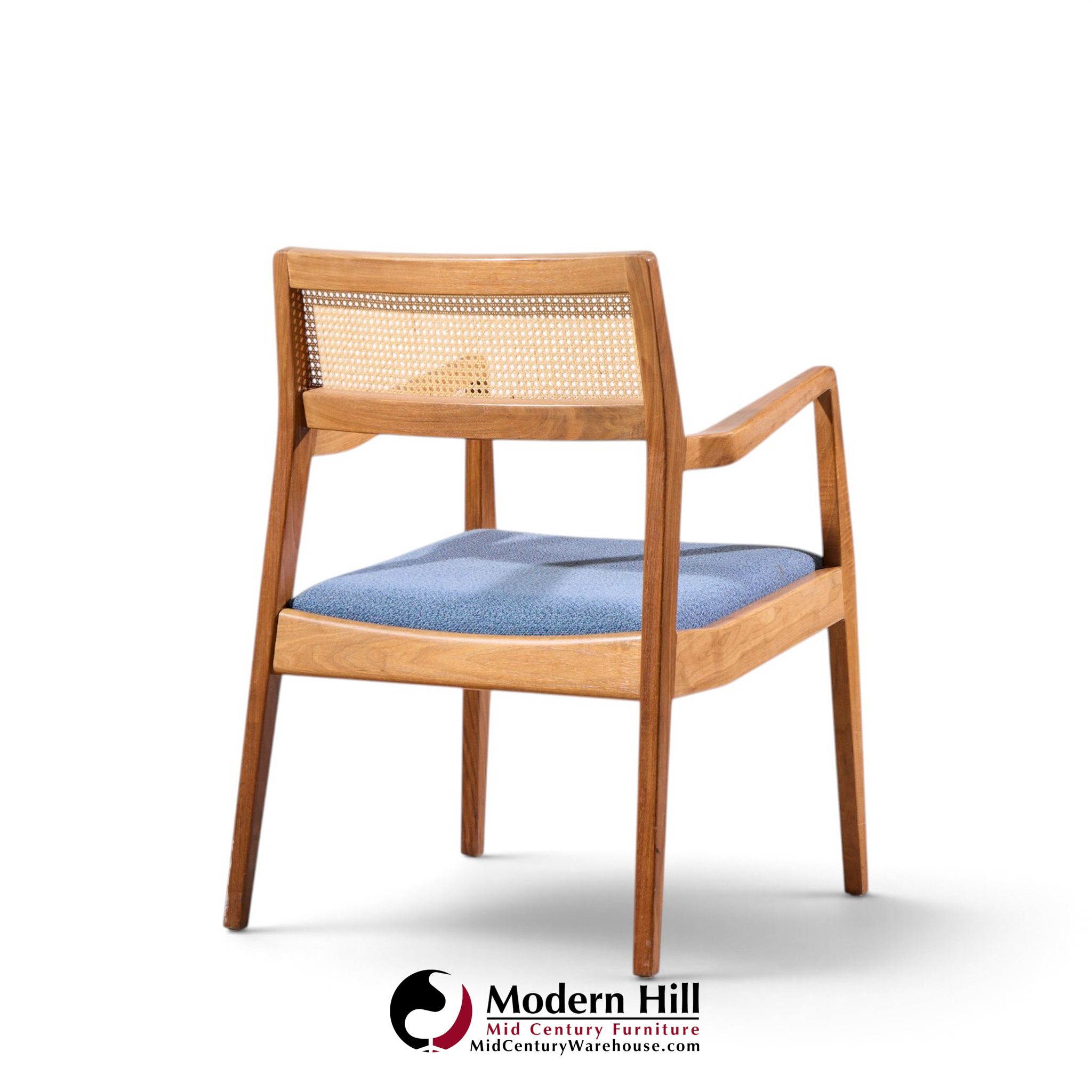 jens risom model c-140 mid century playboy walnut and cane dining chairs - set of 8