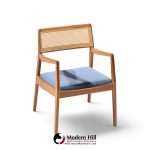 jens risom model c-140 mid century playboy walnut and cane dining chairs - set of 8