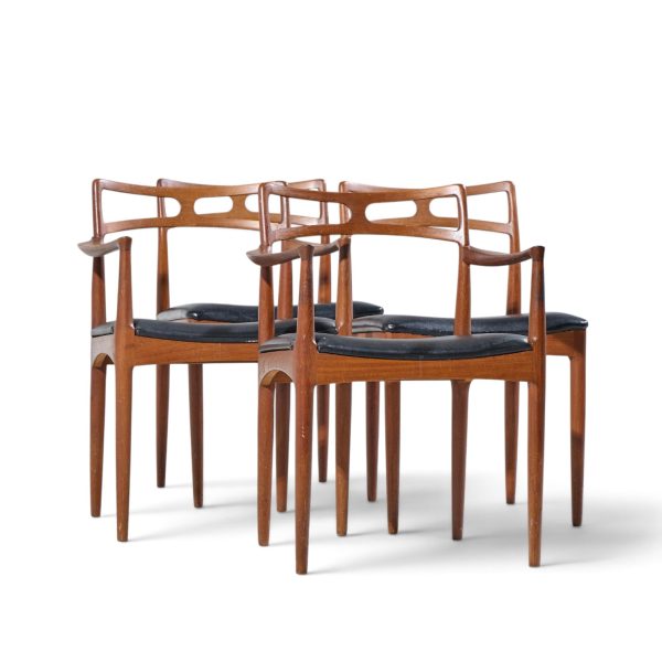 johannes andersen for christian linneberg model 94 mid century danish teak dining chairs - set of 4