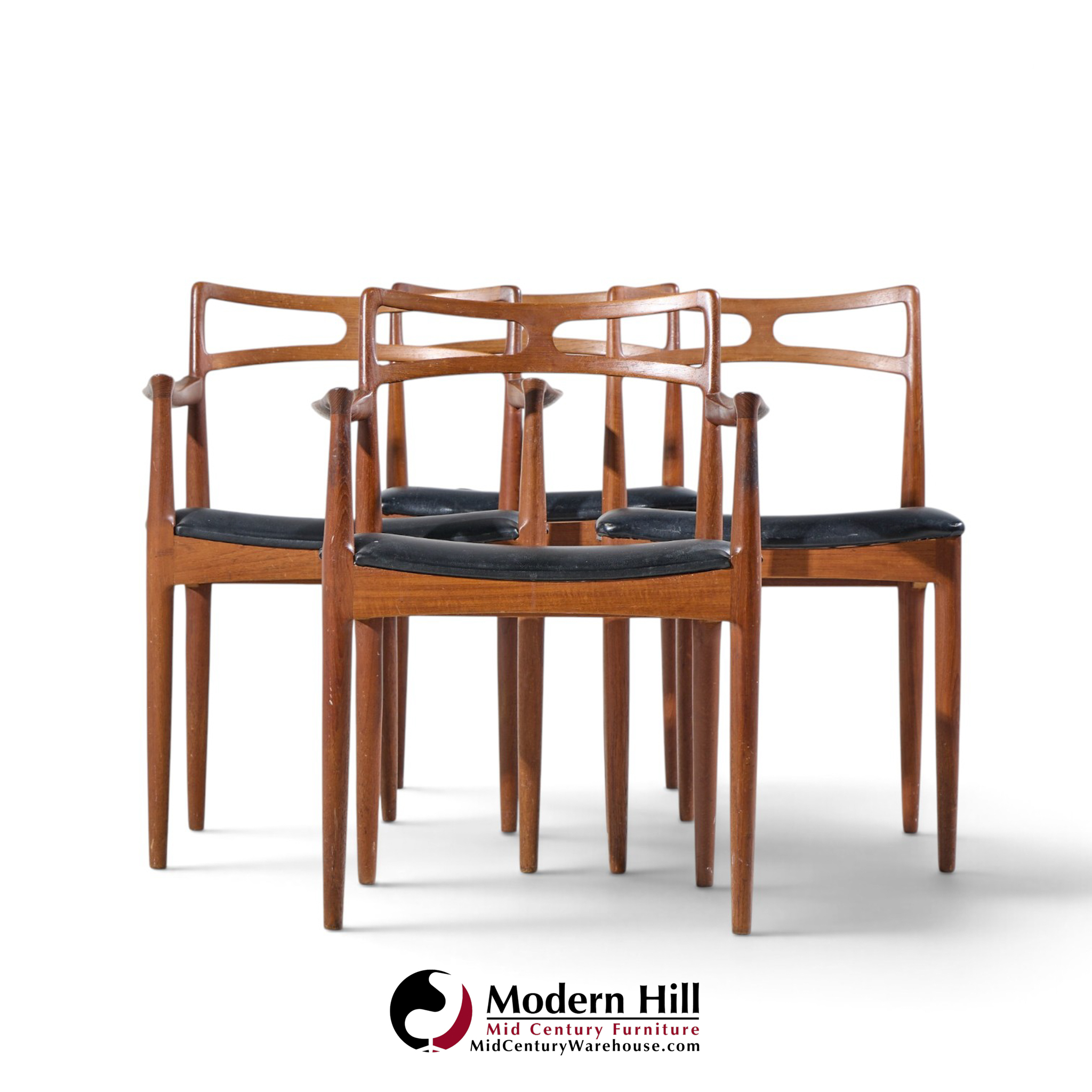 johannes andersen for christian linneberg model 94 mid century danish teak dining chairs - set of 4