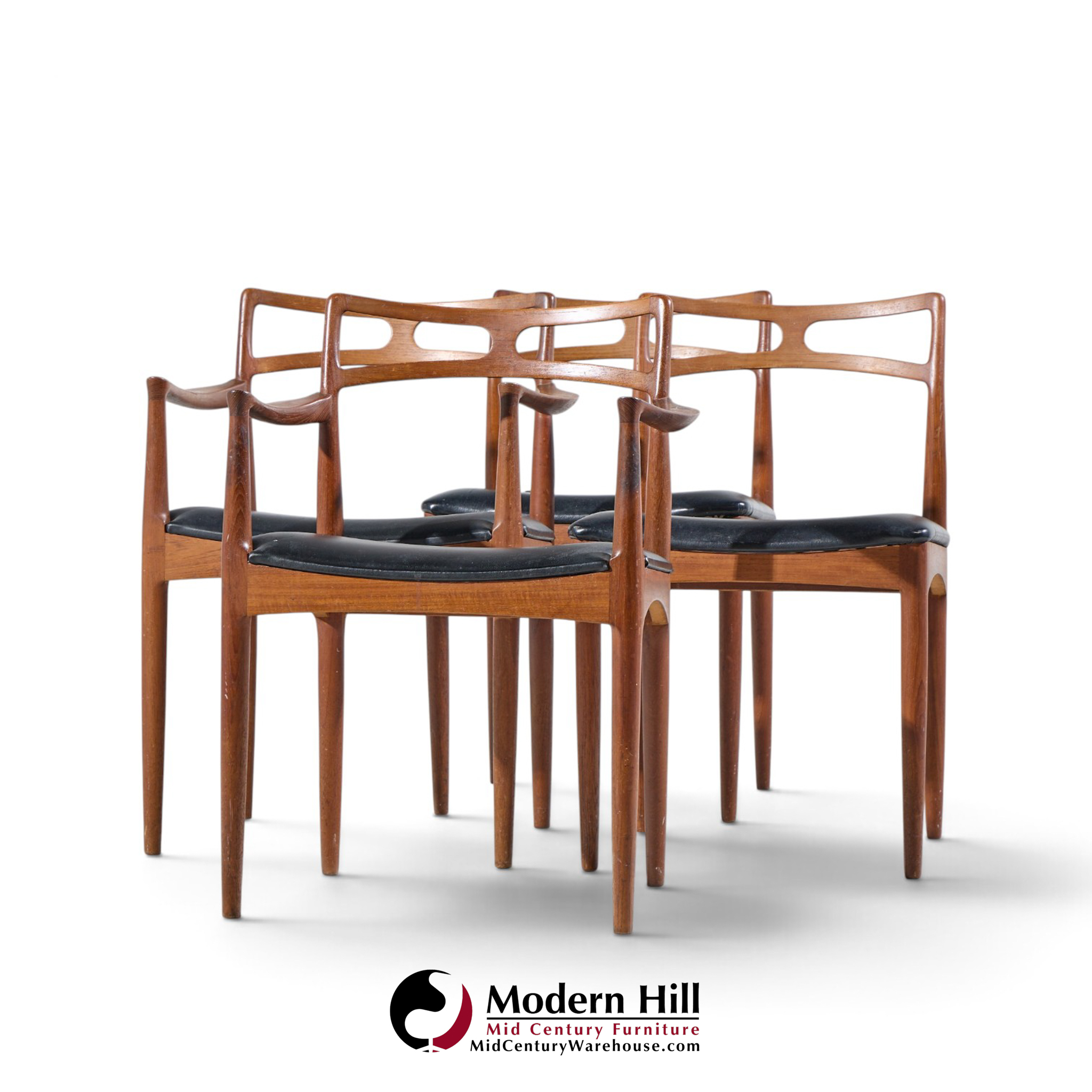 johannes andersen for christian linneberg model 94 mid century danish teak dining chairs - set of 4