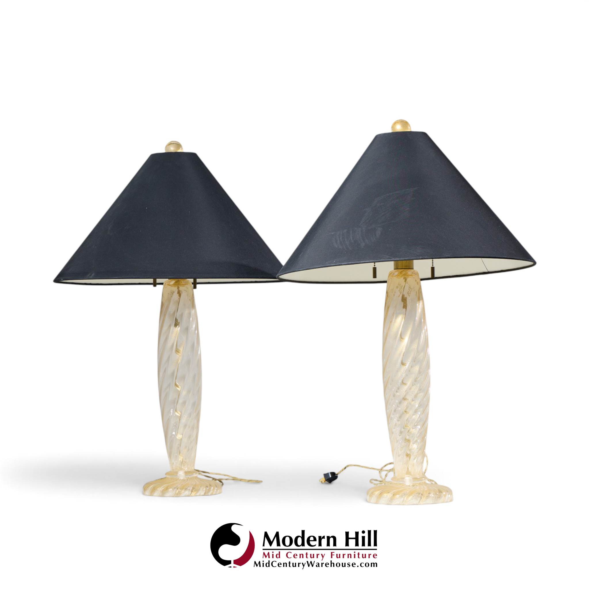 john hutton for donghia ondoso mid century murano glass lamp - pair