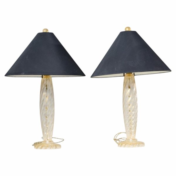 john hutton for donghia ondoso mid century murano glass lamp - pair