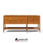 john keal for brown saltman style mid century mahogany and cane console credenza