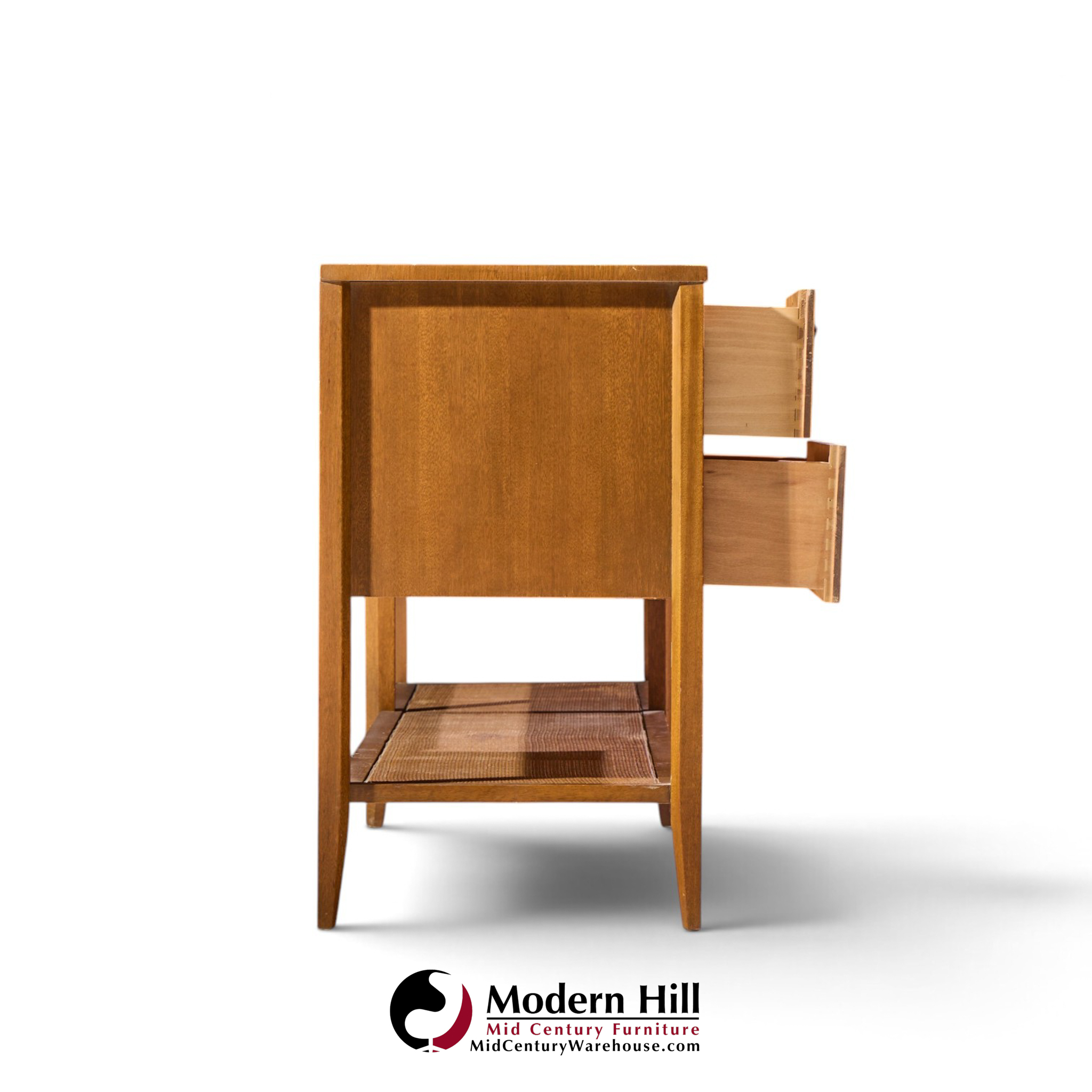 john keal for brown saltman style mid century mahogany and cane console credenza