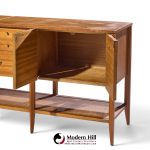 john keal for brown saltman style mid century mahogany and cane console credenza