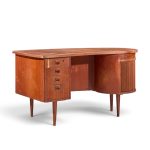 kai kristiansen for feldballes model 54 mid century danish teak tambour door desk